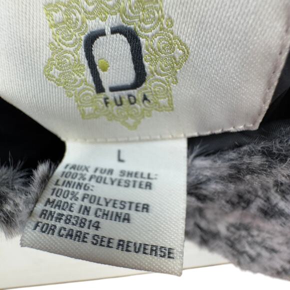 Fuda Faux Fur Nylon Ruched Reversible Outdoor Vest Women's Size Large - Picture 7 of 8